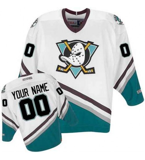 Custom Anaheim Mighty Ducks White Hockey Jersey Black Name and Number